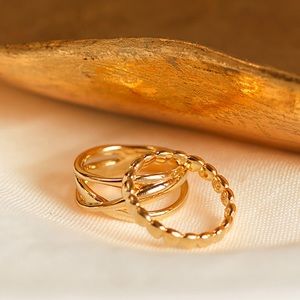 NWT Monica Vinader Puffy Textured Braid 18k Vermeil Gold Ring size 6.5